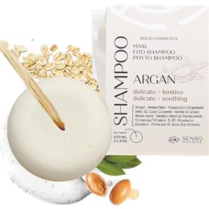 Senso Naturale Shampoo Solido Lenitivo per Cute Sensibile, Shampoo Delicato per Lavaggi Frequenti con Olio di Argan e Avena | 100% Ecologico, Naturale e Vegano (1)