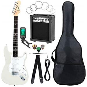 McGrey Rockit ST Set Completo Chitarra Elettrica 8 pezzi per principianti: chitarra, amplificatore, corde, custodia, accordatore, plettri, tracolla e cavo. Colore: White.