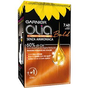 Garnier Olia Colorazione Permanente senza Ammoniaca, Migliora Visibilmente la Qualità dei Capelli, Copre il 100% dei Capelli Bianchi, 7.4 Rame Intenso