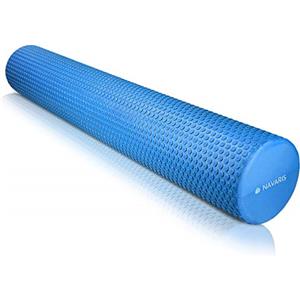 Navaris Rullo per Pilates in Schiuma Eva - Roller per automassaggio Rilascio miofasciale Fitness Massaggi Schiena Gambe - Foam Roll Lungo 90cm Blu