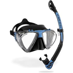 Cressi Penta + Alpha Combo Blue SIL Black, Maschera Snorkel UD Unisex Adulto, Nero/Blu, Unica