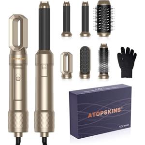 Atopskins 1000W 6 in 1 Spazzola Asciugacapelli Air Styler Set, Multifunzione Spazzola Phon Con Asciugacapelli, Spazzola Rotonda, Arricciacapelli Aria, Spazzola Lisciante per Capelli, Hair Dryer Brush.