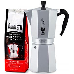 Bialetti Moka Express, Caffettiera in Alluminio da 18 Tazze + Perfetto Moka, Caffè Macinato Gusto Classico da 250 gr