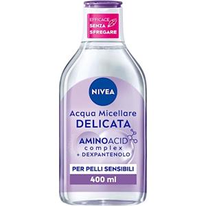 NIVEA MicellAIR 5in1 Acqua Micellare Delicata 400 ml, Struccante viso e occhi dall'azione lenitiva, Detergente viso pelle sensibile per una detersione profonda e delicata
