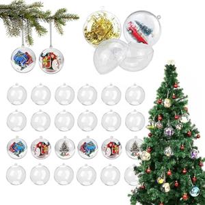 Amacoam 24 Pezzi Palline di Natale Trasparenti 4cm Palle Natale Trasparenti di Plastica Palline Decorative 4 cm Riempibile Palline Natalizie Apribili Acrilico Riutilizzabile Palla Palline per Albero Natale