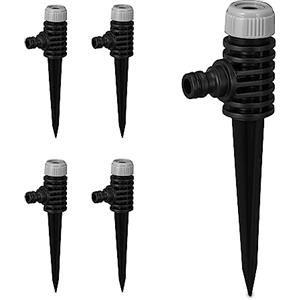 Relaxdays Spruzzatore Set da 5 Irrigatori per Prati, Giardino, Gitatta 6 m, con Spuntone per Il Fissaggio, Plastica, Nero Grigio, 19 x 6 x 3 cm