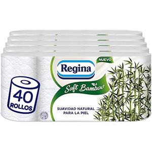 Regina Soft Bamboo - 40 rotoli di carta igienica a 3 strati, 160 fogli, morbidezza naturale per la pelle, carta igienica realizzata con fibre di bambù, confezione di carta, certificazione FSC