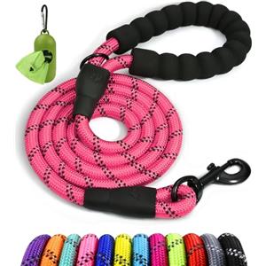 Taglory Guinzaglio per Cani, Strong Dog guinzaglio con Comoda Impugnatura Imbottita e Altamente Riflettente Fili per Cani di Taglia Media e Grande, Lungo 1,2 m, Rosa