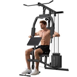 HOMCOM Stazione Fitness Multifunzione per Allenamento a Casa e Professionale in Acciaio, 148x108x207 cm, Nero|Aosom