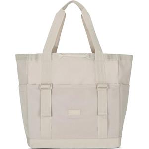 LARKSON Borsa Mare Donna Uomo Beige - Smilla - Borsone da Spiaggia Grande per Vacanze, Sport, Università, Viaggio - Tote Bag Shopper Con Cerniera - Idrorepellente