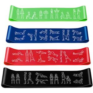 Amonax Elastici Fitness (Set di 4), Bande di Resistenza Fitness con 4 Livelli di Resistenza, Fasce Elastiche Fitness per Crossfit, Yoga, Pilates, Allenamento di Forza