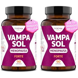 POEMIA Integratore Menopausa Completo per Vampate di Calore Vegano Inositolo Alto Dosaggio 90 Capsule Regolarizza Umore Sudorazione Cimicifuga Trifoglio Rosso Dioscorea VAMPASOL Poemia