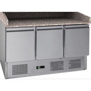 FORCAR-COLD Banco Pizza Refrigerato Statico AISI201 - 368 Litri, 3 Porte, Controllo Elettronico, Dimensioni 140x70x102 cm