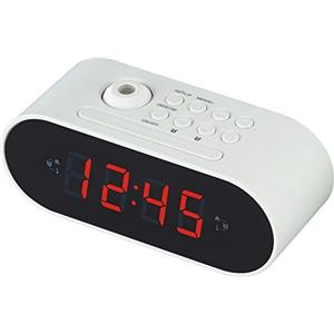 Majestic RS 137 - Radiosveglia FM PLL con proiezione ora, 10 stazioni radio memorizzabili, doppio allarme, funzione Snooze, display LED, alimentazione AC 230V - 50Hz, Bianco