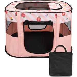 BELLE VOUS Cuccia Portatile Cane Gatto - Gabbia per Cani Gatti Pieghevole - Box per Cani da Interno e Esterno - con Rete Traspirante Cerniera Rimovibile Custodia - Rosa