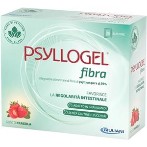 Giuliani Psyllogel Fibra Fragola - Integratore Alimentare con Fibra di Psyllium Pura al 99% in 20 Bustine