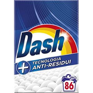 Dash Detersivo Lavatrice In Polvere, 86 Lavaggi, Tecnologia Anti-Residui, Rimuove Le Macchie, Efficace Anche A Freddo E In Cicli Brevi