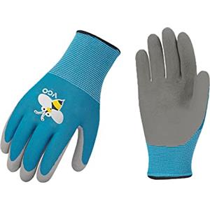 Vgo... 3paia guanti da giardinaggio in gomma bambini 3-9(KID-RB6013,XXXS) | Blu,lattice,traspirante,lavori di giardino neonati,presa palmo,facile da pulire,protezione dello sporco,piantagione,diserbo