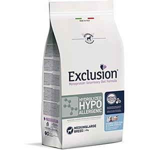 Exclusion Diet Exclusion Hydrolyzed Hypoalergenic Alimento Dietetico con Pesce e Amido di Mais per Cani con Intolleranza Alimentare