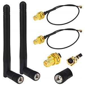 YILIANDUO WIFI Antenna 2dBi 2.4GHz WiFi RP-SMA Maschio Antenna+17CM U.FL a Cavo RP SMA Femmina Pigtail Cavo per Mini PCIe Card Router wireless Ripetitore PC Desktop FPV UAV Drone P-S4 Build（2 pezzi）