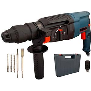 TANIASHOP Trapano Martello Tassellatore Perforatore SDS-Plus 800W mandrino intercambiabile Capacità di foratura calcestruzzo 26mm Include 3 Punte 2 Scalpelli e Valigetta