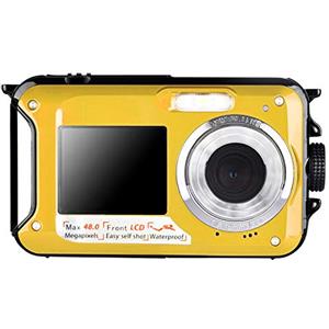 YinFun Macchina Fotografica Subacquea Full HD 2.7K 48MP Fotocamera Subacquea Digitale per fare snorkeling Zoom digitale 16X Fotocamera Subacquea Schermo doppio per selfie