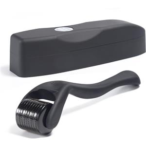 RAVEGO Dermaroller per capelli, 540 Dermaroller per barba con aghi in titanio da 0,5 mm, Rullo per barba nero opaco, Rullo a micro aghi per la cura della pelle e dei capelli