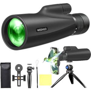 Weishuo Telescopio Monoculare 10-30X50 HD BAK4 Prisma Monocolo Professionale Potente Impermeabile Cannocchiale con Treppiede e Porta Cellulare per Riprese, Birdwatching, Escursionismo, Concerti