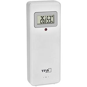 TFA Dostmann Termo-igrotrasmettitore 30.3247.02 con display, ricambio per stazione meteo radio Elements e Quadro V2, bianco