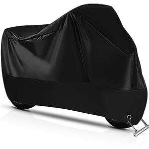 Mesybveo Telo Coprimoto Impermeabile, per Esterno 190T poliestere, Pertura Moto con Fori di Blocco, Copri Moto da Esterno Anti UV e Antivento, Antifurto Copertura Motociclo (245x105x125cm)