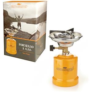 Eurocamping FORNELLO A Gas Portatile Arancione per Cartuccia 190gr diam. 120mm Campeggio