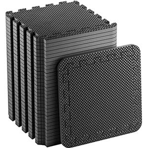 Edukit Tappetino in Gomma EVA; 24 Pezzi e 22 Bordi; 30,5 x 30,5 cm; Nero - Piastrelle ad Incastro Antiscivolo per Pavimento Casa, Fitness, Garage.