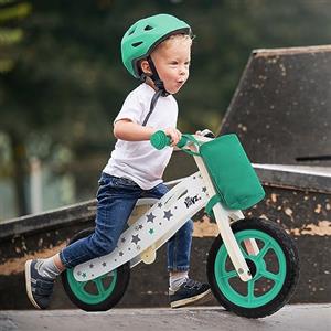 Joyz Bici da Equilibrio in Legno Verde per Bambini a Partire da 2 Anni Bicicletta da Corsa Senza Pedali con Sedile Regolabile Ruote Antiforatura da 11 Pollici Bici da Bilancio con Borsa in Tessuto