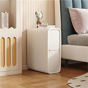 BAUBUY Comodino stretto con 2 cassetti Comodino in pelle in microfibra Tavolino da divano sottile minimalista per piccoli spazi Mobili per camera da letto