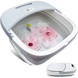 TopHomer Pediluvio Pieghevole con Massaggio Elettrico 500W, Vasca Idromassaggio SPA con Riscaldamento + Bolle + 4 Rulli di Massaggio + Vibrazione, Bagno Pedicure per Rilassamento Piedi Stanchi