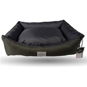 Ligo Oliver - Cuccia per cani di grande taglia idrorepellente sfoderabile resistente ai graffi. Cuscino materasso per cani in nylon. REALIZZATA A MANO IN ITALIA (S:60x50 cm, VERDE OLIVA/ANTRACITE)