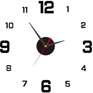 Sangcca Orologio da Parete, Moderno Cucina Orologi da Muro 40 cm, Silenzioso Wall Clock Design Adesivo Senza Cornice per Decorazione di Soggiorno, Ufficio, Camera da Letto, Cucina, Montaggio DIY, Nero