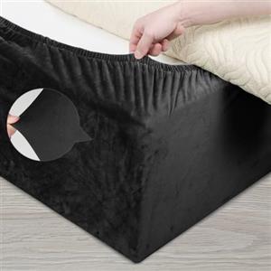 DUJUIKE Mantovana Giroletto Vestiletto Coprirette, Mantovana in velluto riccio per divano letto, Protezione Del Giroletto, Trasforma una base per letto(Letti gemelli:120-137cm,Nero)