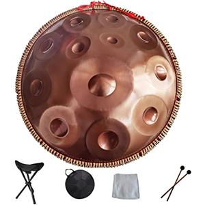 SHATONG Handpan armonico Drum Hand Pan 9 10 12 14 Note Strumento a percussione Professionale Handpan in Acciaio con Borsa da Viaggio Decorazione in Corda e Mazze per Meditazione Yoga Zen