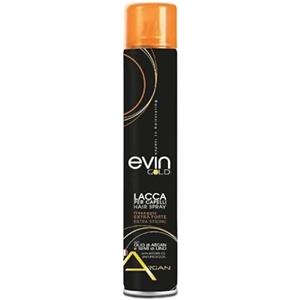 MANiASHOP® Spruzzo Lacca Per Capelli di Marca Evin Gold Professionale a Lunga Tenuta adatta a tutti gli stili olio d'argan, semi di lino da 500 ml