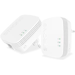 STRONG - Powerline 600 Duo Mini - 2 Adattatori 600 Mbps - Accesso a Internet ad Alta Velocità - Portata di 300m - Compatibile con Tutti i Modem/Router - Ethernet - Installazione Plug & Play - Bianco