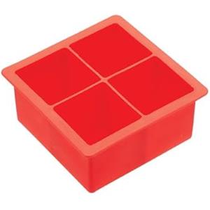 Bar Craft BarCraft Stampo per Cubetti di Ghiaccio Grandi in Silicone, 11 x 11 x 4,5 cm - Rosso
