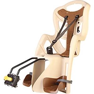 b bellelli Bellelli Pepe - Seggiolino Posteriore per Bicicletta - per Bambini Fino a 22 kg, da 3 a 8 Anni - Si Fissa al Telaio - Beige e Marrone