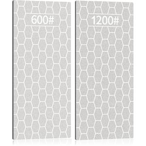 Kalolary 2 Pezzi Pietra Affilare, Kalolary affilacoltelli pietra Whetstone superficie nido d'ape piastra affilare i diamanti base antiscivolo coltelli tascabili Forbici, utensili cucina all'aperto (600/1200)