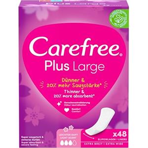 Carefree Salvaslip Plus Large con leggero profumo (48 pezzi), super assorbente e extra largo, per includere immediatamente i liquidi, taglia grande