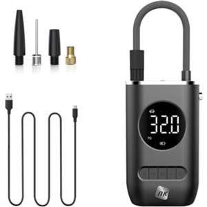 NK Compressore d'aria elettrico portatile, gonfiatore e gonfiatore 150 psi, 4000 mAh, display digitale, torcia a LED, adatto per auto, moto, bici, scooter e palloni