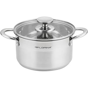 FLORINA Pentola Induzione in Acciaio Inox (2,5 l) I 18 cm di Diametro I Pentola Risparmio Energetico FALCON I Coperchio in Vetro I Scala di Misurazione I Ideale per Tutti i Tipi di Fornelli