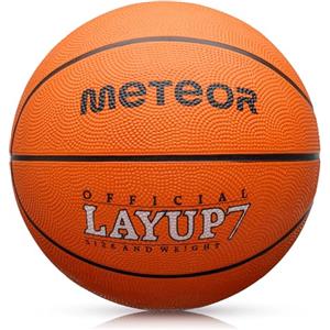 meteor Palla Basket Pallone Basketball - Taglia 5 o 6 o 7 - Giovani & Adulti Ideale per Formazione Pallacanestro - Layup