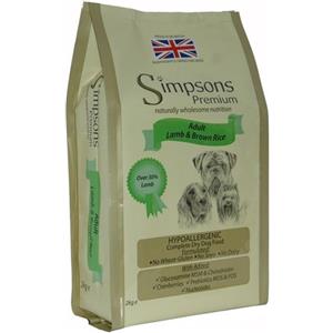 Simpsons Premium Crocchette per Cani Adulto Agnello e Riso Integrale - 2 kg, Ipoallergenico e Naturale