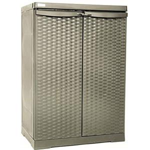 Trioplast Armadio da Esterno Tortora Basso - 6251-21 Mobili Multiuso Rattan Line L 65 x P 45 x H 91
